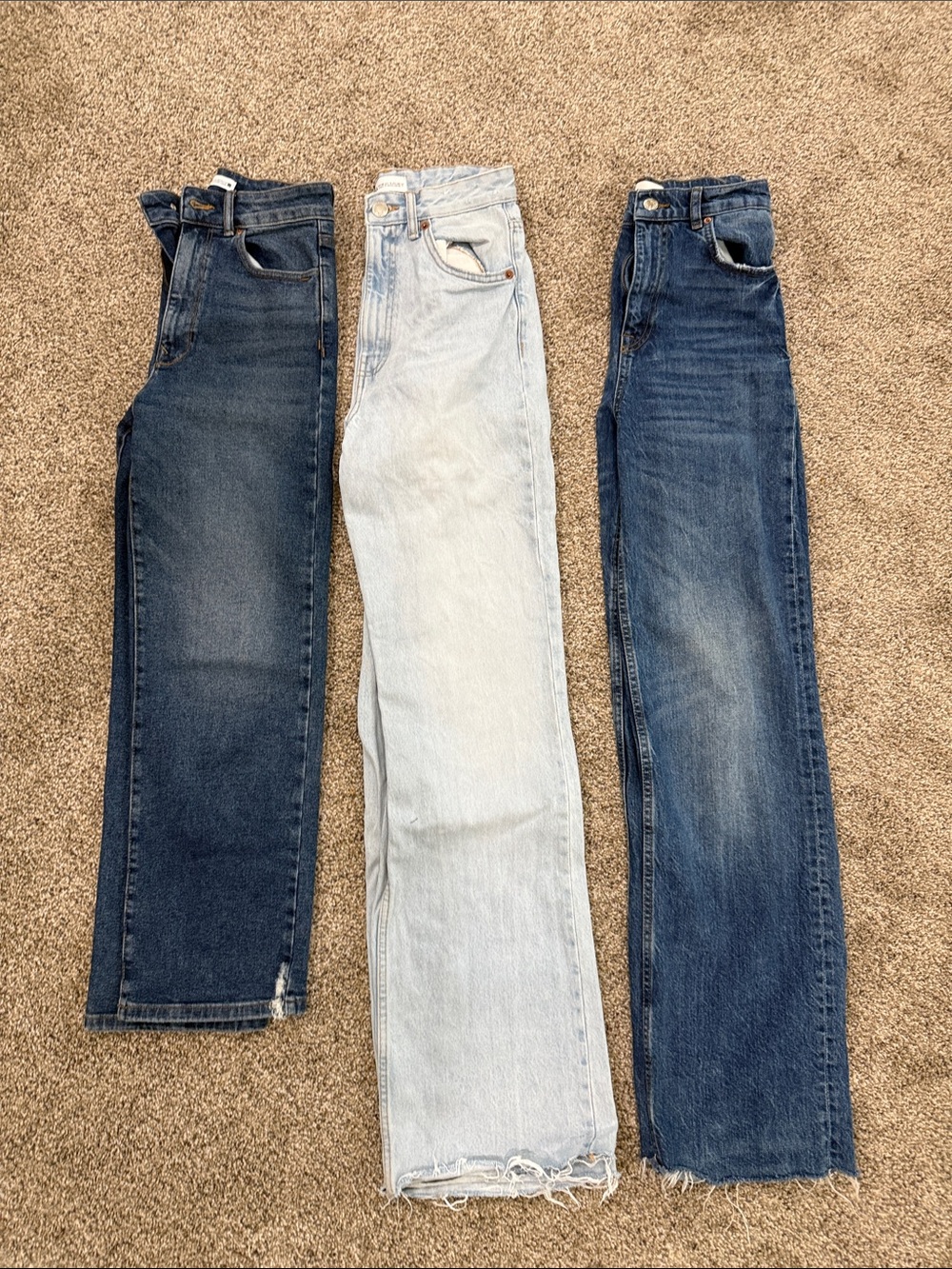 Zara Women's Trio of Blue Denim Jeans - Dark, Light, Medium Wash